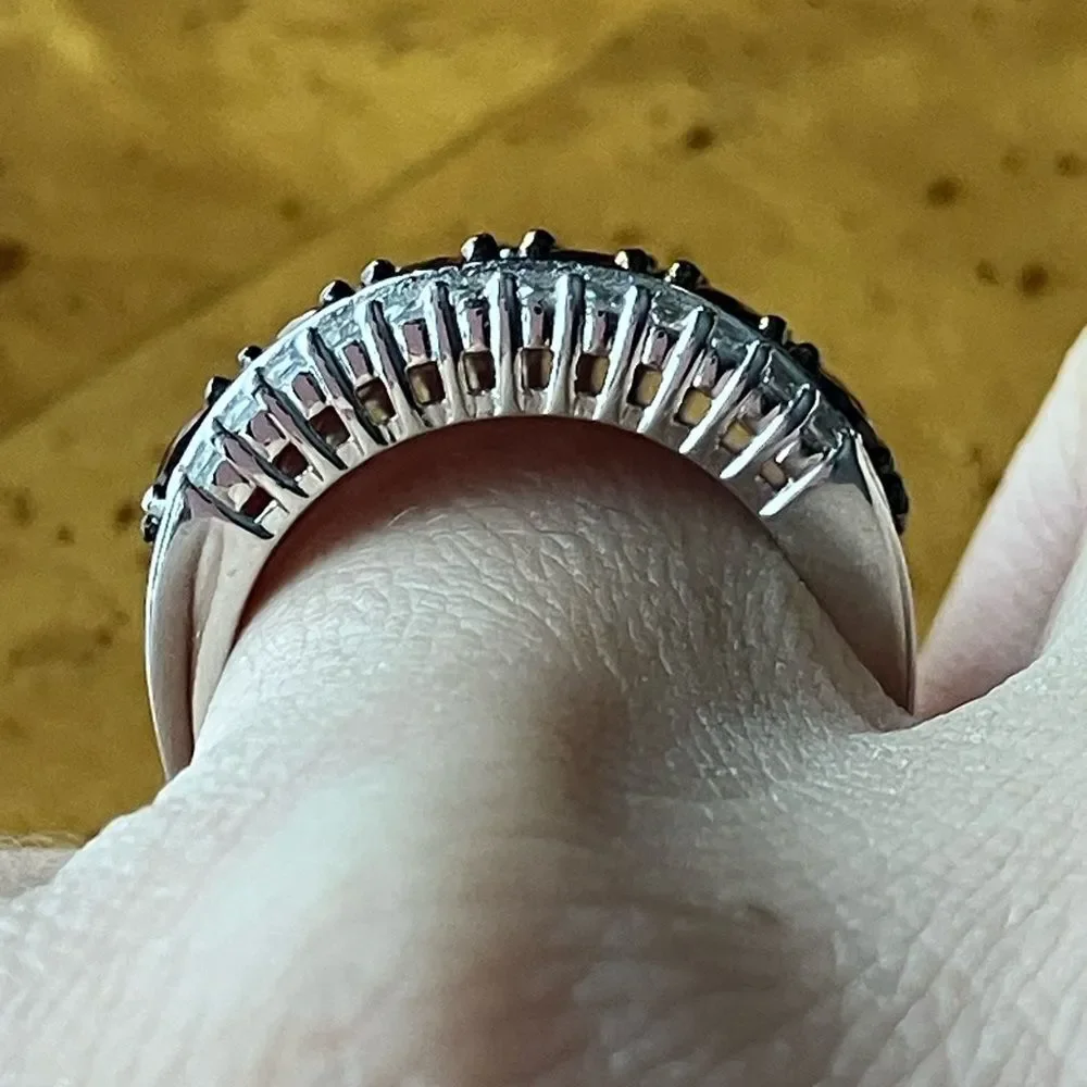 Natural Red Garnet Sterling Silver Ring Size 6